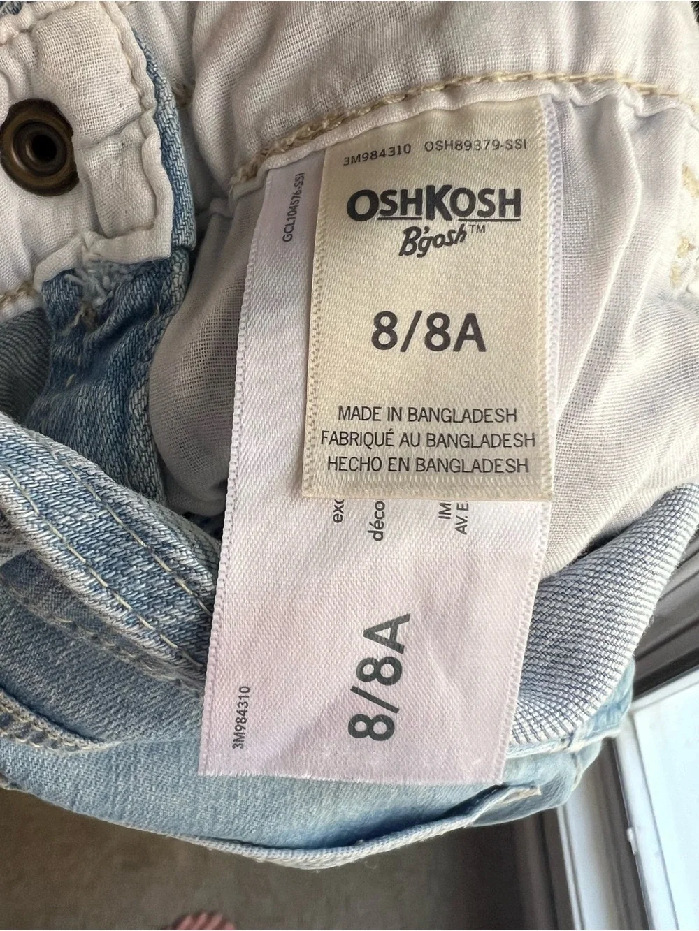 OshKosh B’gosh Girls Denim Shortalls Overalls Lace Trim Size 8